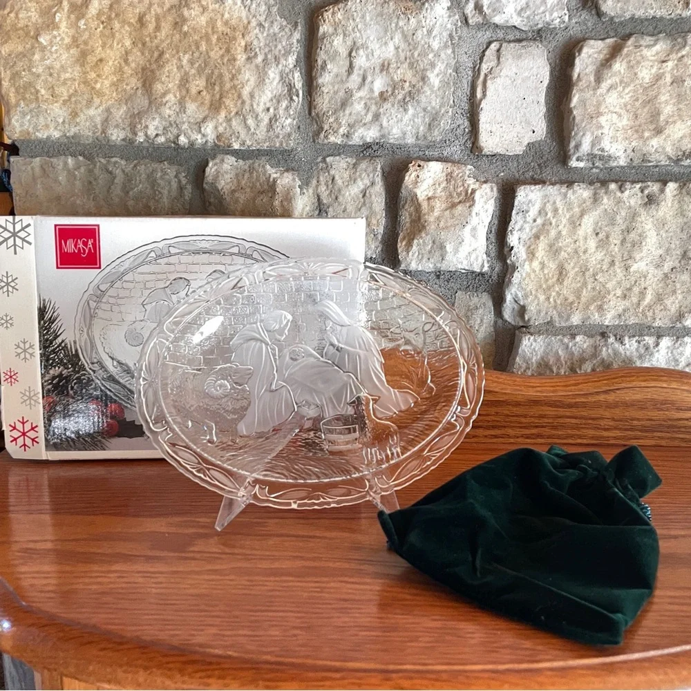 Christmas Nativity Mikasa Rejoice Plaque w/ Display Stand Original Box & Bag